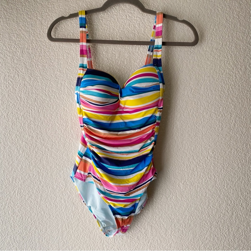 Niptuck Swimwear Colorful Striped One Piece Swimsuit